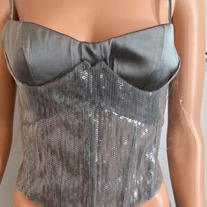 Chic Silver Sequin Bustier